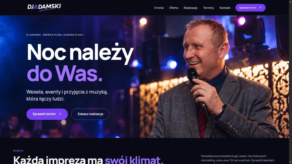 Widok strony DJ Adamski